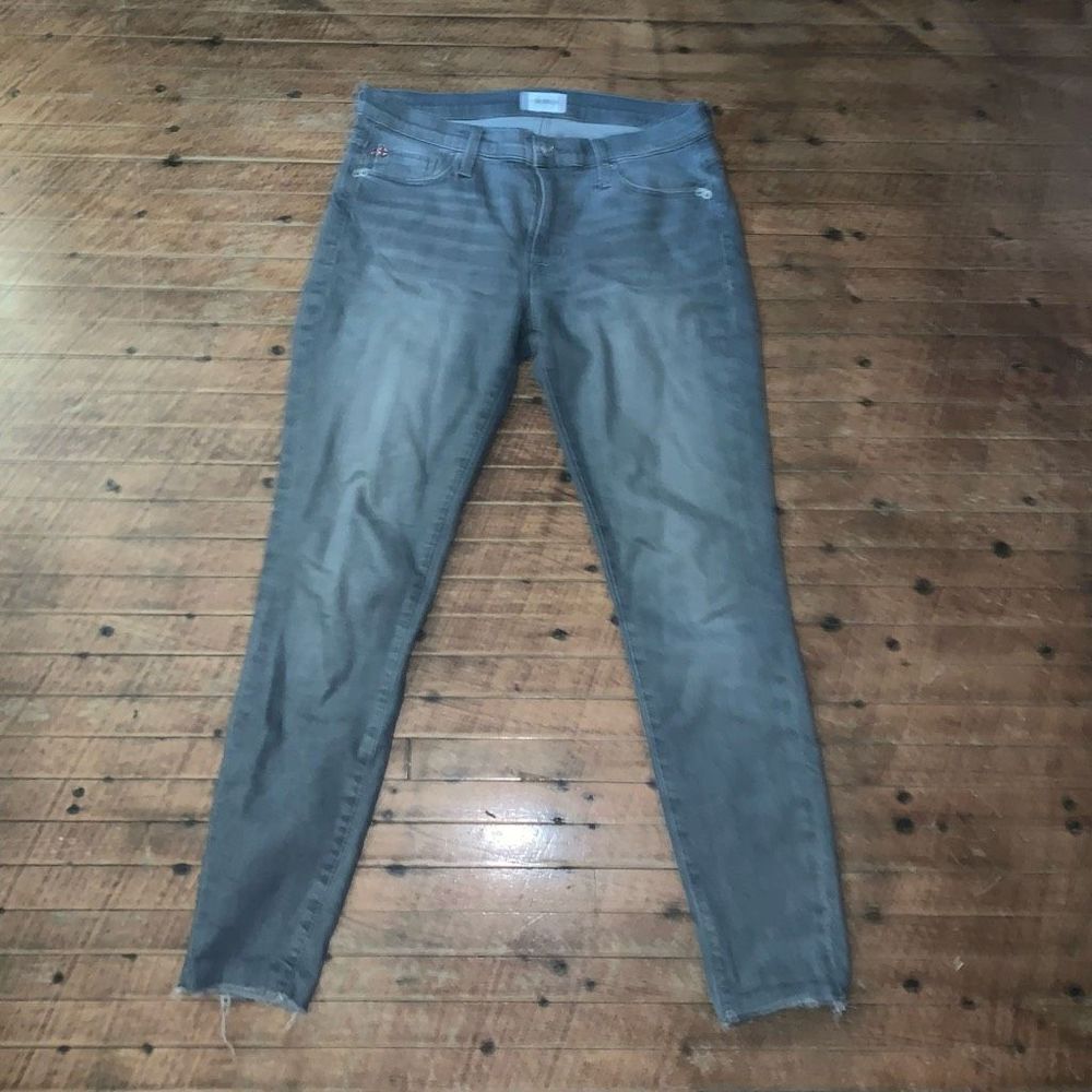Hudson distressed gray Krista 28 ankle skinny designer jeans